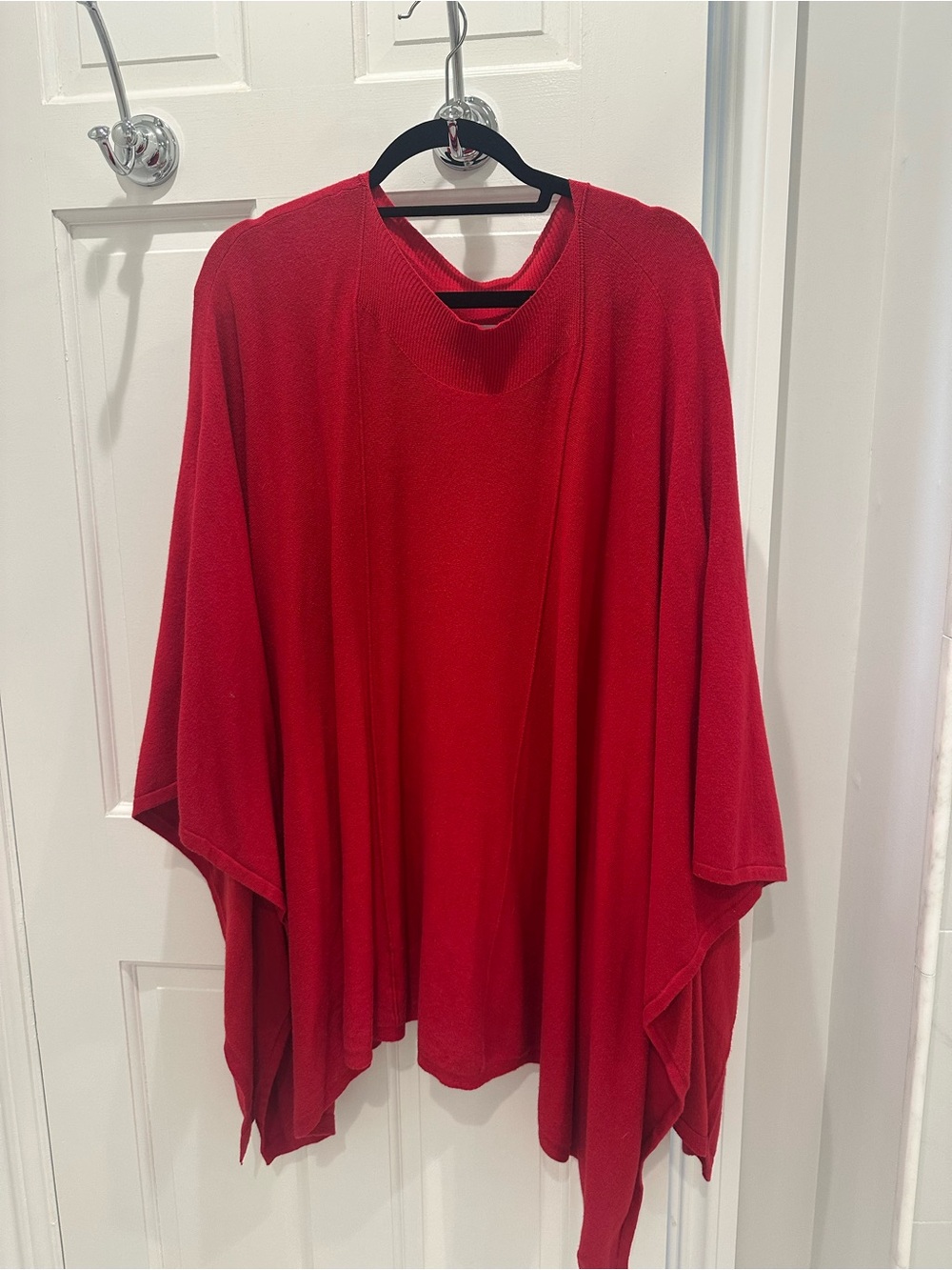 Chico's Red Knit Poncho Sweater L/ XL